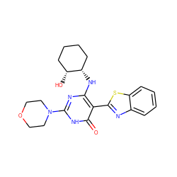 O=c1[nH]c(N2CCOCC2)nc(N[C@H]2CCCC[C@H]2O)c1-c1nc2ccccc2s1 ZINC001772597974