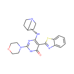 O=c1[nH]c(N2CCOCC2)nc(N[C@H]2CN3CCC2CC3)c1-c1nc2ccccc2s1 ZINC001772588671