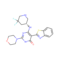 O=c1[nH]c(N2CCOCC2)nc(N[C@H]2CNCC(F)(F)C2)c1-c1nc2ccccc2s1 ZINC001772611863