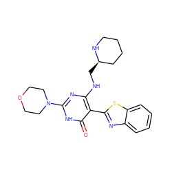 O=c1[nH]c(N2CCOCC2)nc(NC[C@@H]2CCCCN2)c1-c1nc2ccccc2s1 ZINC001772603009