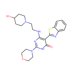 O=c1[nH]c(N2CCOCC2)nc(NCCN2CCC(O)CC2)c1-c1nc2ccccc2s1 ZINC001772641608