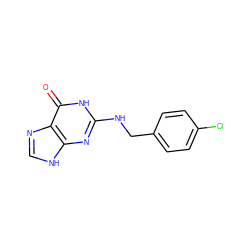 O=c1[nH]c(NCc2ccc(Cl)cc2)nc2[nH]cnc12 ZINC000005542666