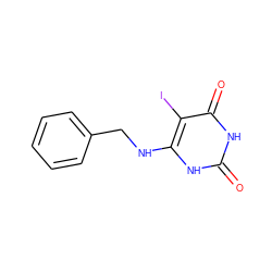 O=c1[nH]c(NCc2ccccc2)c(I)c(=O)[nH]1 ZINC000006282243