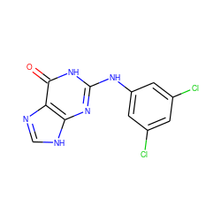 O=c1[nH]c(Nc2cc(Cl)cc(Cl)c2)nc2[nH]cnc12 ZINC000005542672