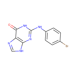 O=c1[nH]c(Nc2ccc(Br)cc2)nc2[nH]cnc12 ZINC000013602973