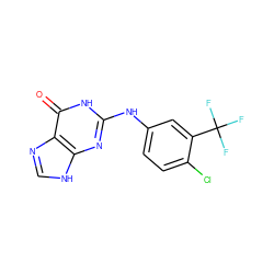 O=c1[nH]c(Nc2ccc(Cl)c(C(F)(F)F)c2)nc2[nH]cnc12 ZINC000005542662