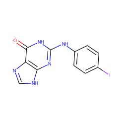 O=c1[nH]c(Nc2ccc(I)cc2)nc2[nH]cnc12 ZINC000013726328