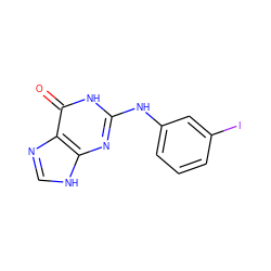 O=c1[nH]c(Nc2cccc(I)c2)nc2[nH]cnc12 ZINC000013726277