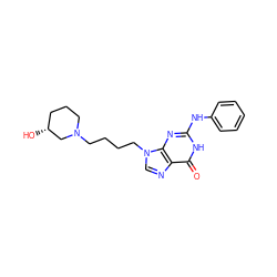 O=c1[nH]c(Nc2ccccc2)nc2c1ncn2CCCCN1CCC[C@@H](O)C1 ZINC000013644931