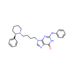 O=c1[nH]c(Nc2ccccc2)nc2c1ncn2CCCCN1CCCC[C@@H]1c1ccccc1 ZINC000013644947