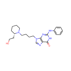 O=c1[nH]c(Nc2ccccc2)nc2c1ncn2CCCCN1CCCC[C@H]1CCO ZINC000013644889