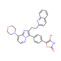 O=c1[nH]c(O)c(-c2ccc(-c3c(CCc4ccc5ccccc5n4)nc4c(N5CCOCC5)ccnn34)cc2)o1 ZINC001772613786