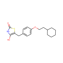 O=c1[nH]c(O)c(Cc2ccc(OCCC3CCCCC3)cc2)s1 ZINC000169700816