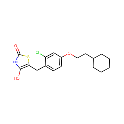 O=c1[nH]c(O)c(Cc2ccc(OCCC3CCCCC3)cc2Cl)s1 ZINC000169700825