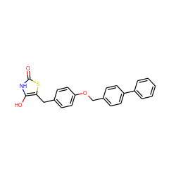 O=c1[nH]c(O)c(Cc2ccc(OCc3ccc(-c4ccccc4)cc3)cc2)s1 ZINC000169700827