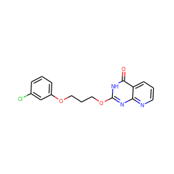 O=c1[nH]c(OCCCOc2cccc(Cl)c2)nc2ncccc12 ZINC000058582906