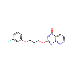 O=c1[nH]c(OCCCOc2cccc(F)c2)nc2ncccc12 ZINC000058583205