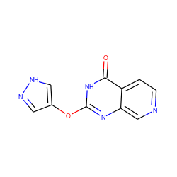 O=c1[nH]c(Oc2cn[nH]c2)nc2cnccc12 ZINC000263620756