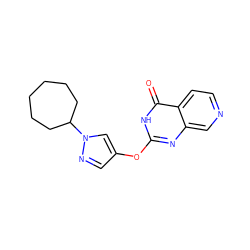 O=c1[nH]c(Oc2cnn(C3CCCCCC3)c2)nc2cnccc12 ZINC000653704234