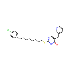 O=c1[nH]c(SCCCCCCCCc2ccc(Cl)cc2)ncc1Cc1cccnc1 ZINC000027311592