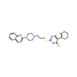 O=c1[nH]c(SCCCN2CCN(c3ccc4ccccc4n3)CC2)nc2sc3c(c12)CCCC3 ZINC000059855986