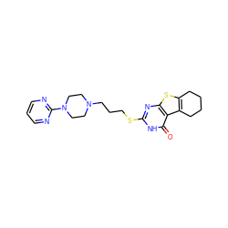 O=c1[nH]c(SCCCN2CCN(c3ncccn3)CC2)nc2sc3c(c12)CCCC3 ZINC000013761024