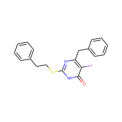 O=c1[nH]c(SCCc2ccccc2)nc(Cc2ccccc2)c1I ZINC000049088973