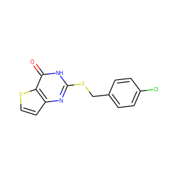 O=c1[nH]c(SCc2ccc(Cl)cc2)nc2ccsc12 ZINC000015986865