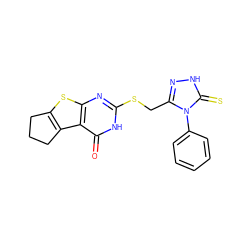 O=c1[nH]c(SCc2n[nH]c(=S)n2-c2ccccc2)nc2sc3c(c12)CCC3 ZINC000008579877