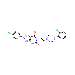 O=c1[nH]c2[nH]c(-c3ccc(Cl)cc3)cc2c(=O)n1CCN1CCN(c2ccccc2Cl)CC1 ZINC000028565098