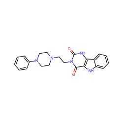 O=c1[nH]c2c([nH]c3ccccc32)c(=O)n1CCN1CCN(c2ccccc2)CC1 ZINC000029485772