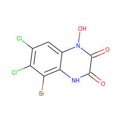 O=c1[nH]c2c(Br)c(Cl)c(Cl)cc2n(O)c1=O ZINC000100917690