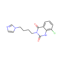 O=c1[nH]c2c(Cl)cccc2c(=O)n1CCCCn1ccnc1 ZINC000026377579