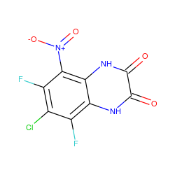 O=c1[nH]c2c(F)c(Cl)c(F)c([N+](=O)[O-])c2[nH]c1=O ZINC000013743975