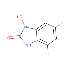 O=c1[nH]c2c(F)cc(F)cc2n1O ZINC000095575355