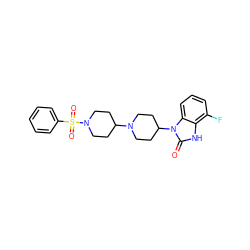 O=c1[nH]c2c(F)cccc2n1C1CCN(C2CCN(S(=O)(=O)c3ccccc3)CC2)CC1 ZINC000045497076