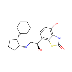 O=c1[nH]c2c(O)ccc([C@@H](O)CN[C@@H]3CCC[C@@H]3C3CCCCC3)c2s1 ZINC000062224919