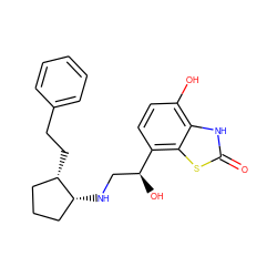 O=c1[nH]c2c(O)ccc([C@@H](O)CN[C@@H]3CCC[C@@H]3CCc3ccccc3)c2s1 ZINC000299832798