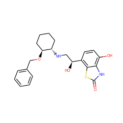 O=c1[nH]c2c(O)ccc([C@@H](O)CN[C@H]3CCCC[C@@H]3OCc3ccccc3)c2s1 ZINC000058575798