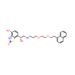 O=c1[nH]c2c(O)ccc([C@@H](O)CNCCCOCCOCCc3cccc4ccccc34)c2s1 ZINC000034894745