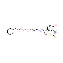 O=c1[nH]c2c(O)ccc([C@@H](O)CNCCCOCCOCCc3ccccc3)c2s1 ZINC000034894742