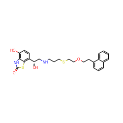 O=c1[nH]c2c(O)ccc([C@@H](O)CNCCCSCCOCCc3cccc4ccccc34)c2s1 ZINC000034894741