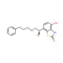 O=c1[nH]c2c(O)ccc([C@@H](O)CNCCCc3ccccc3)c2s1 ZINC000058583964