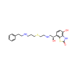 O=c1[nH]c2c(O)ccc([C@@H](O)CNCCSCCCNCCc3ccccc3)c2s1 ZINC000034946057