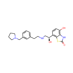 O=c1[nH]c2c(O)ccc([C@@H](O)CNCCc3cccc(CN4CCCC4)c3)c2s1 ZINC000073198215