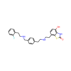 O=c1[nH]c2c(O)ccc(CCNCCc3ccc(CNCCc4ccccc4F)cc3)c2s1 ZINC000073197403