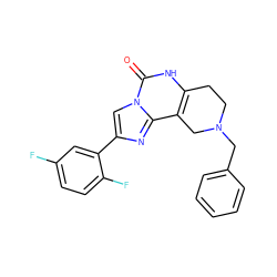 O=c1[nH]c2c(c3nc(-c4cc(F)ccc4F)cn13)CN(Cc1ccccc1)CC2 ZINC000013492022