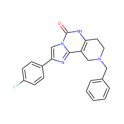 O=c1[nH]c2c(c3nc(-c4ccc(F)cc4)cn13)CN(Cc1ccccc1)CC2 ZINC000013492014