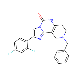 O=c1[nH]c2c(c3nc(-c4ccc(F)cc4F)cn13)CN(Cc1ccccc1)CC2 ZINC000013492021