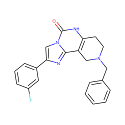 O=c1[nH]c2c(c3nc(-c4cccc(F)c4)cn13)CN(Cc1ccccc1)CC2 ZINC000013492013